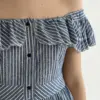 Сарафан смужка котон на гудзиках синій/молоко