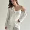 Костюм смужка тонка котон Сорочка та Шорти молоко/чорний