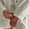 Костюм смужка тонка котон Сорочка та Шорти молоко/чорний