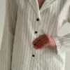 Костюм смужка тонка котон Сорочка та Шорти молоко/чорний