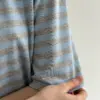 Трикотаж смужка Костюм футболка та шорти сірий/блакитний