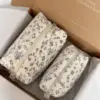 Косметичка пухнаста мала квадрат біла в синю квіточку