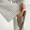 Костюм смужка широка котон Сорочка та Штани білий/чорний
