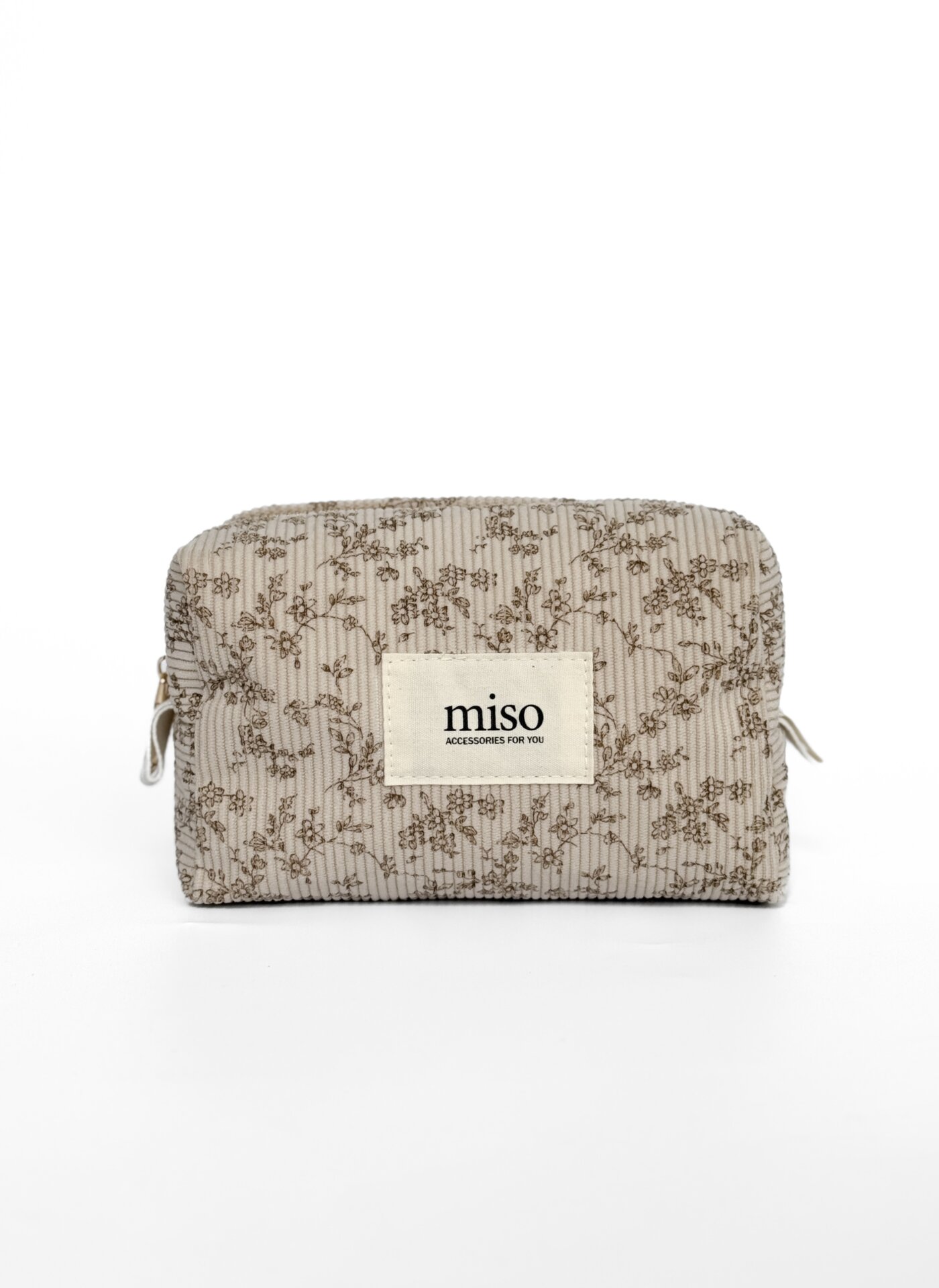 Косметичка вельвет маленький квадрат бежева квіткова