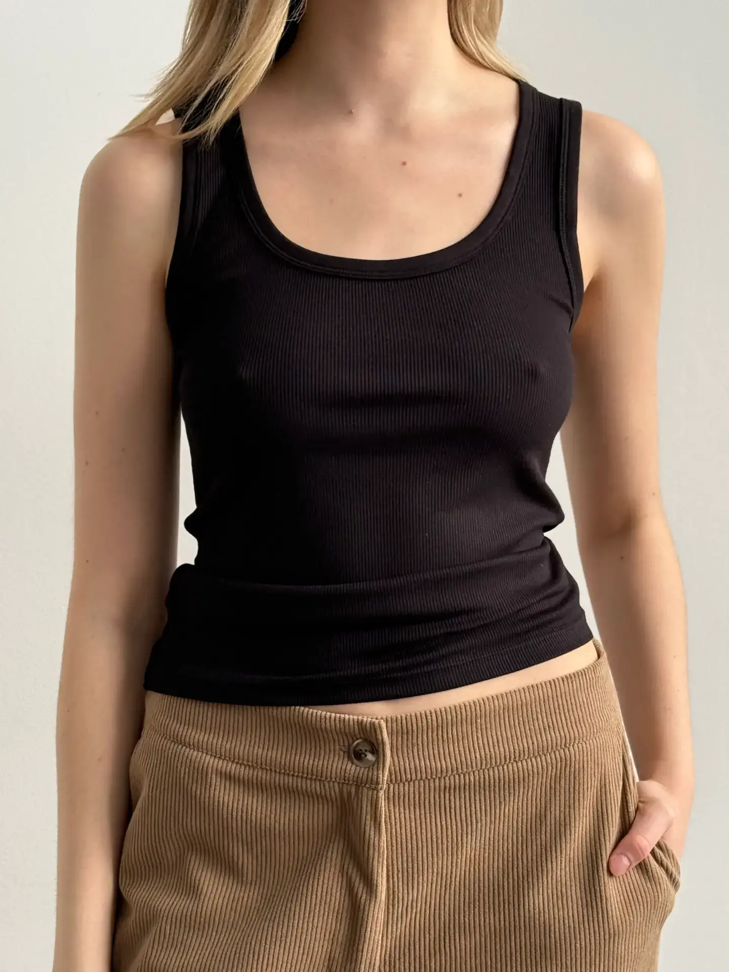 Майка базова рубчик чорна