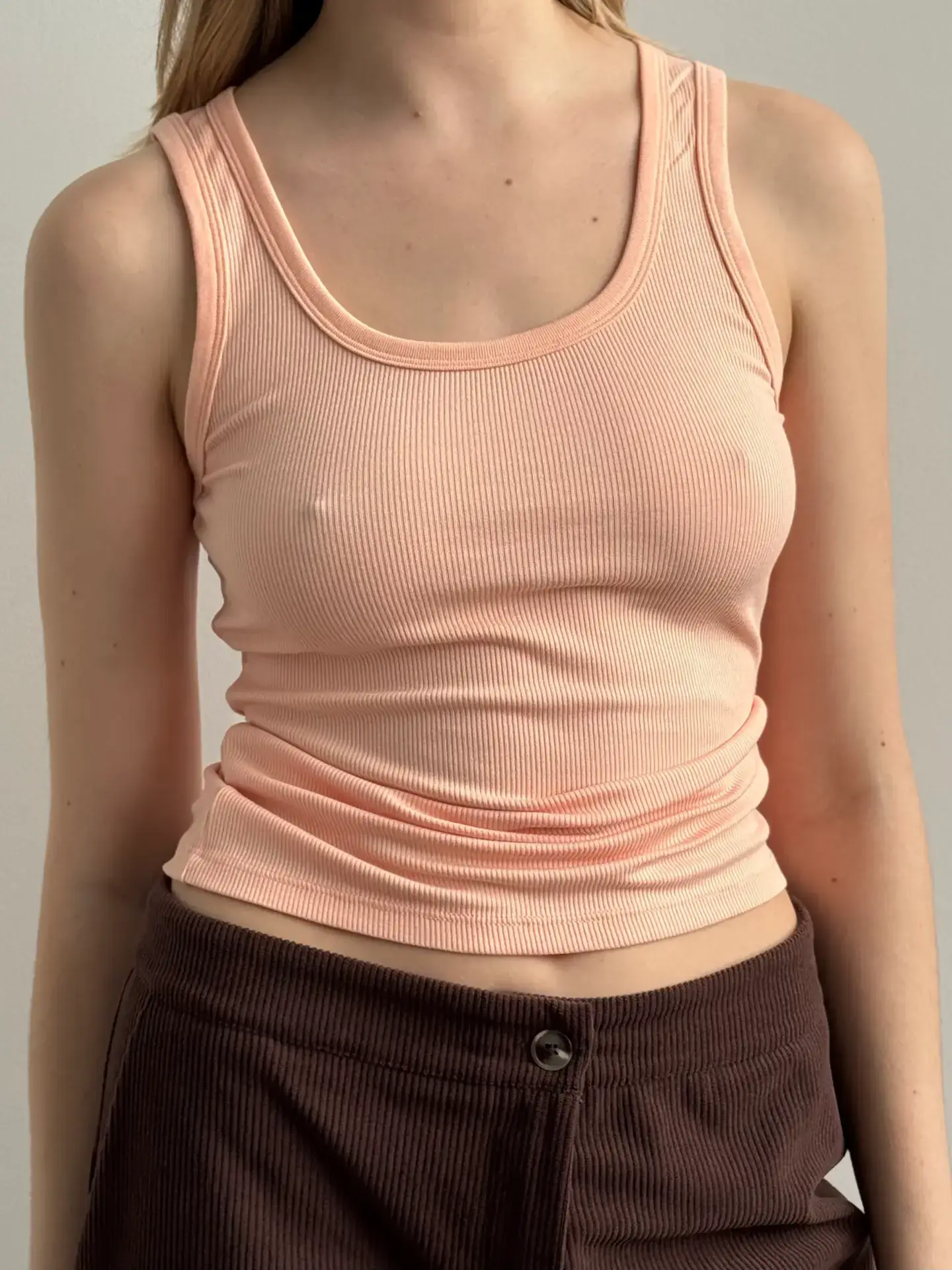 Майка базова рубчик персикова