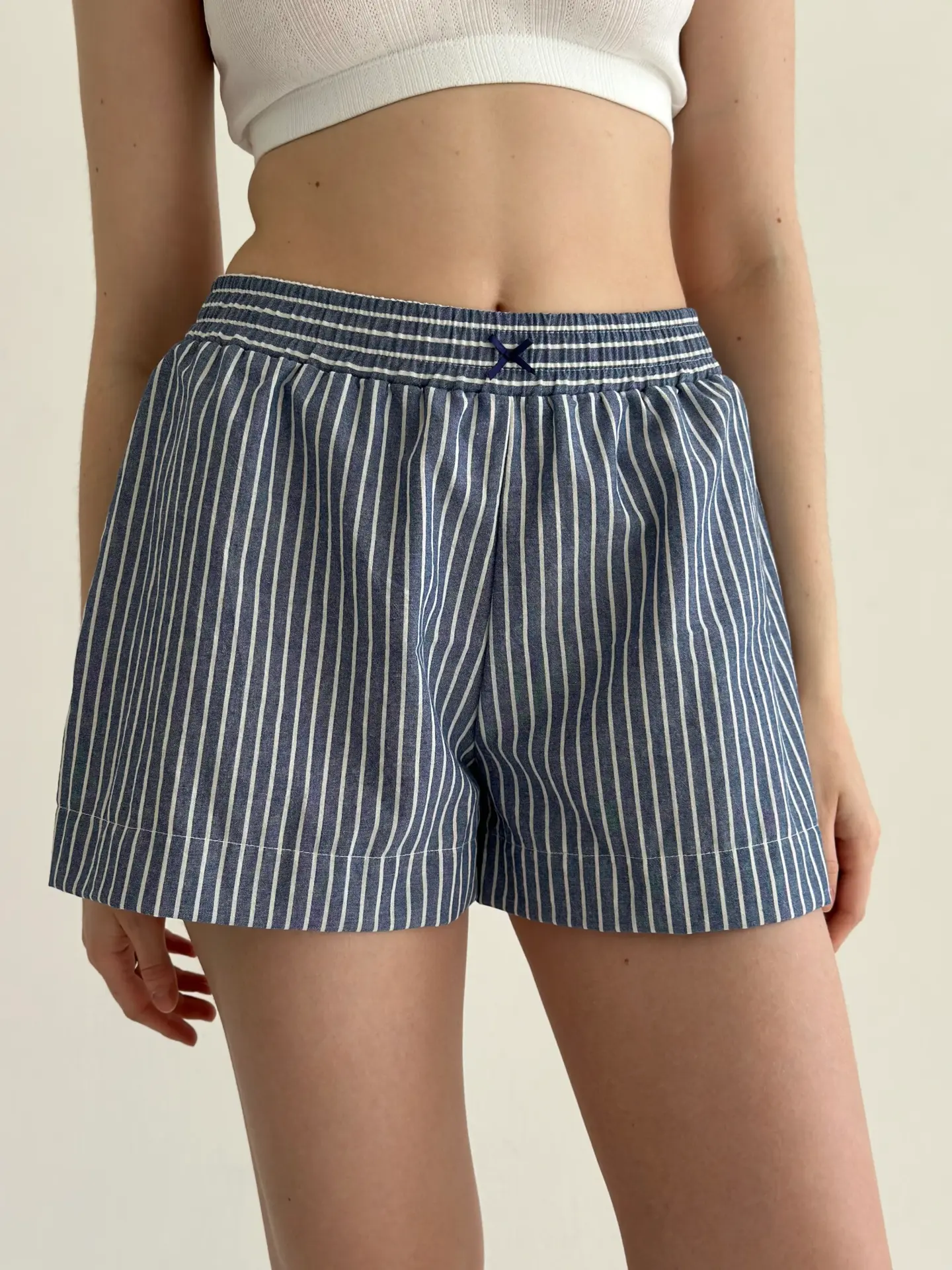 Шорти смужка котон МОНО синій/білий