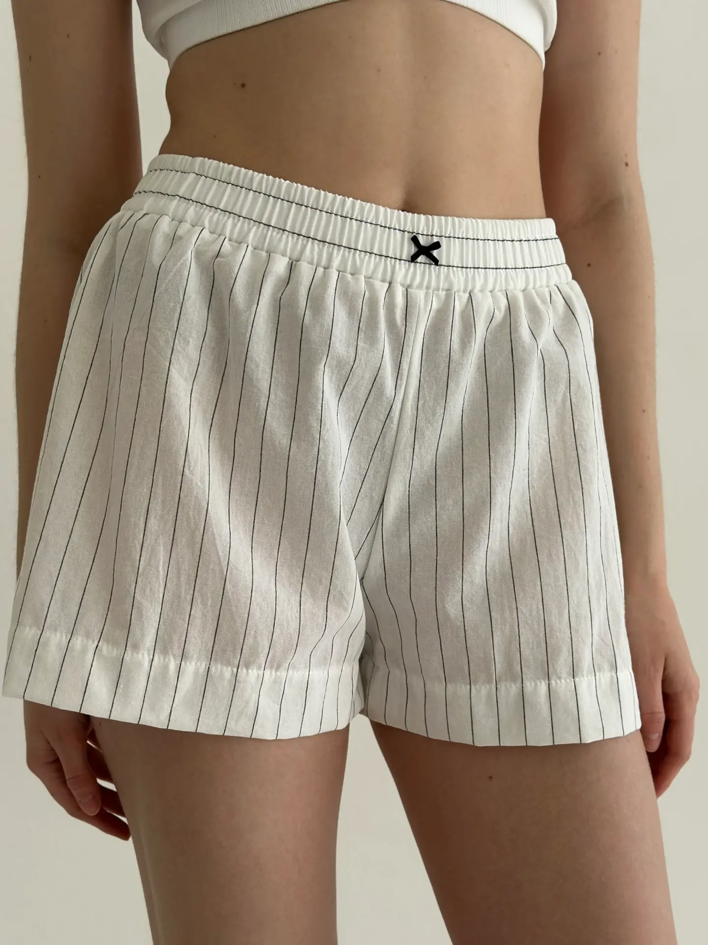 Шорти смужка тонка котон МОНО білий/чорний