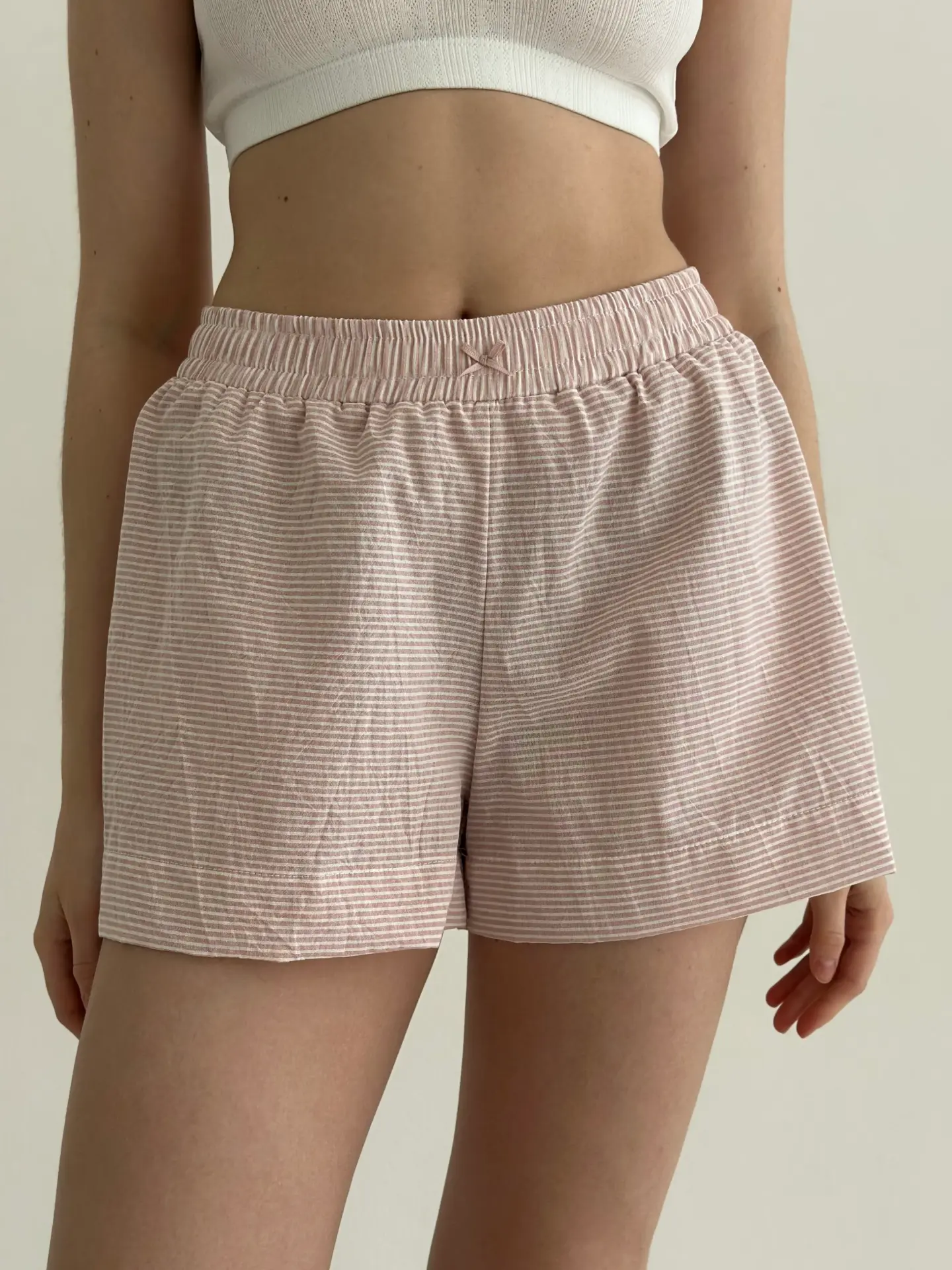 Шорти смужка тонка котон МОНО пудра/молоко