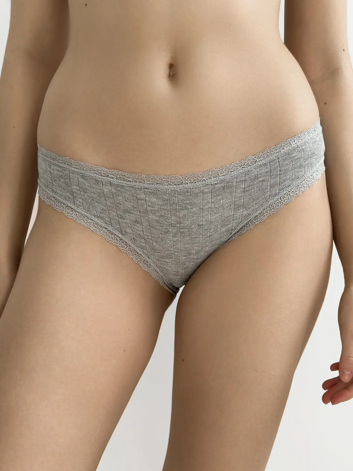 Білизна трусики сліпи базові з мереживом сірі