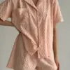 Костюм сорочка та шорти махра абстракція рожева