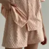 Костюм сорочка та шорти махра абстракція рожева