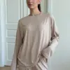 Модал костюм лонгслів широкий та штани бежевий