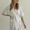Халат короткий махра жакард квітка білий