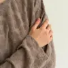 Костюм лонгслів та шорти махра жакард квітка коричневий