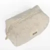 Косметичка середня махра жакард з квітами колір молочний