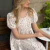 Сукня на ґудзиках муслін квітка дрібна на молочному