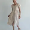 Сукня котон тонка смужка на ґудзиках беж/молоко