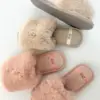 Капці домашні жіночі HS-LUX хутрянi відкриті pudra (=)