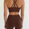 Yoga топ з перехресними бретелями коричневий