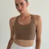 Yoga топ з перехресними бретелями капучино