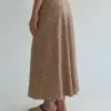Спідниця софт по косій горох дрібний білий на бежевом