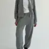 Костюм велюр-спорт кофта на блискавці та штани сірий меланж