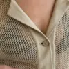 В'язаний костюм у сітку сорочка та шорти бежевий