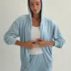 Костюм велюр кофта на блискавці та штани блакитний