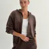 Костюм велюр кофта на блискавці та штани шоколад