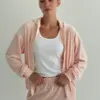 Костюм велюр кофта на блискавці та штани пудра
