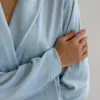 Костюм велюр кофта на запах та штани блакитний