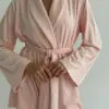 Костюм велюр кофта на запах та штани пудра