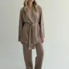 Костюм велюр кофта на запах та штани бежевий