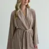 Костюм велюр кофта на запах та штани бежевий