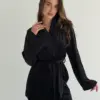 Костюм велюр кофта на запах та штани чорний