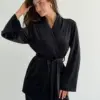 Костюм велюр кофта на запах та штани чорний