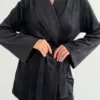Костюм велюр кофта на запах та штани чорний