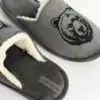 Капці домашні чоловічі HS-OZ плюшеві принт сірий PVC