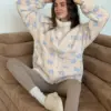 TEDDY Кофта на блискавці комір стійка блакитна квітка