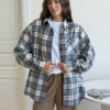 Фланель Сорочка жовто-зелена клітинка на молочному, One Size