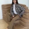 Фланель Сорочка клітинка бордо на сірому, One Size