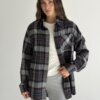 Фланель Сорочка синьо-коричнева клітинка на сірому, One Size