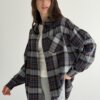 Фланель Сорочка синьо-коричнева клітинка на сірому, One Size