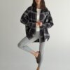 Фланель Сорочка синьо-коричнева клітинка на сірому, One Size