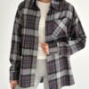 Фланель Сорочка синьо-коричнева клітинка на сірому, One Size