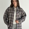 Фланель Сорочка клітинка бордо на сірому, One Size