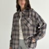 Фланель Сорочка клітинка бордо на сірому, One Size