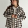Фланель Сорочка клітинка хакі на молочному, One Size