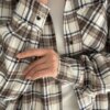 Фланель Сорочка клітинка хакі на молочному, One Size